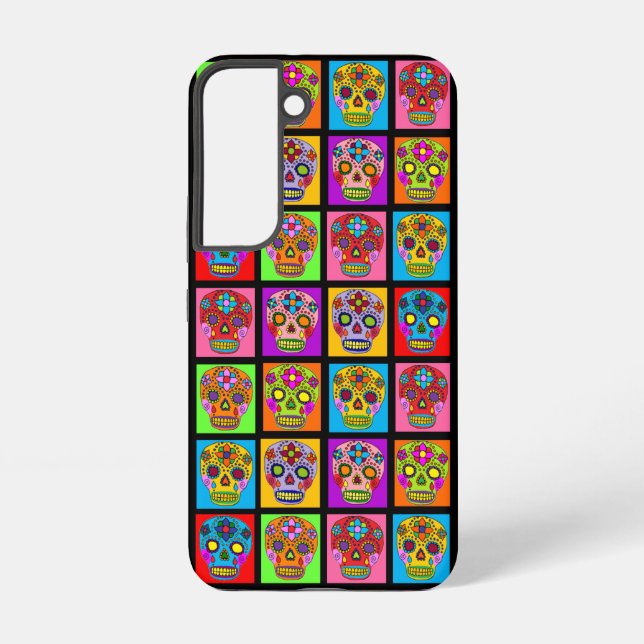 Coque Samsung Galaxy Carrés crâne sucre (Verso)