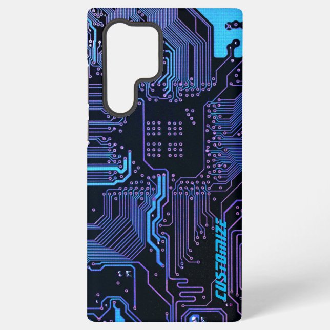 Coque Samsung Galaxy Carte de circuit électronique bleu PCB personnalis (Verso)