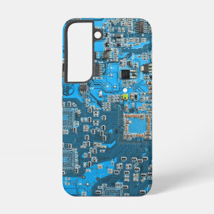 Coque Samsung Galaxy Carte de circuit Geek d'ordinateur bleu