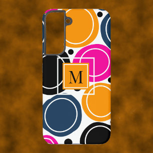 Coque Samsung Galaxy Cercles Abstraits Modernes Monogramme Rose Sarcell