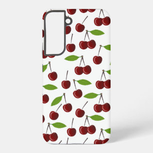 Coque Samsung Galaxy Cerise Rouge, Motif De Cerises, Feuilles, Fruits
