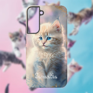 Coque Samsung Galaxy Chat Pastel Mignon Avec Votre Nom