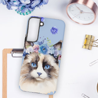 Coque Samsung Galaxy Chat Persan Fleur Bleue