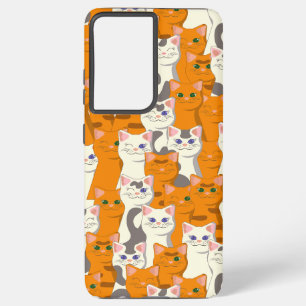 Coque Samsung Galaxy Chats blancs et gingembre motif yeux verts yeux bl