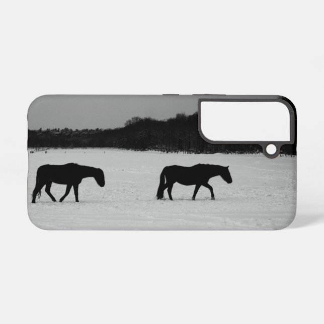 Coque Samsung Galaxy Chevaux sur neige sgcnm (Verso Horizontal)