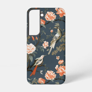 Coque Samsung Galaxy Chinoiserie florale sur Denim Blue