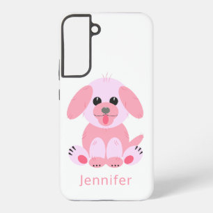 Coque Samsung Galaxy Chiot Mignon Personnalisé Rose Dessin Animé
