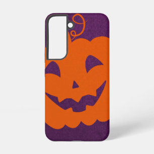 Coque Samsung Galaxy Citrouille orange Halloween sur fond violet