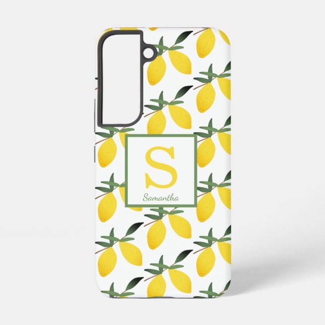 Coque Samsung Galaxy Citrus citron Nom du monogramme (Verso)