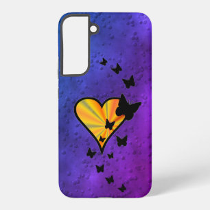 Coque Samsung Galaxy Cœur arc-en-ciel et papillon