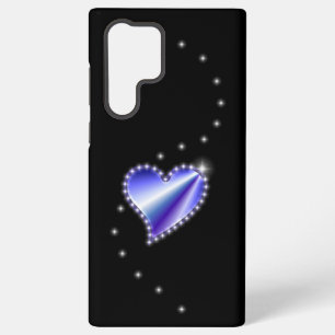 Coque Samsung Galaxy Coeur arc-en-ciel violet avec étoiles sur noir