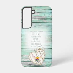 Coque Samsung Galaxy Coeur de bois vert adorable Arc-en-ciel Abeille Éc