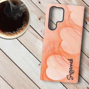 Coque Samsung Galaxy Cœur Orange Soyeux Ligne Abstraite Art Personnalis