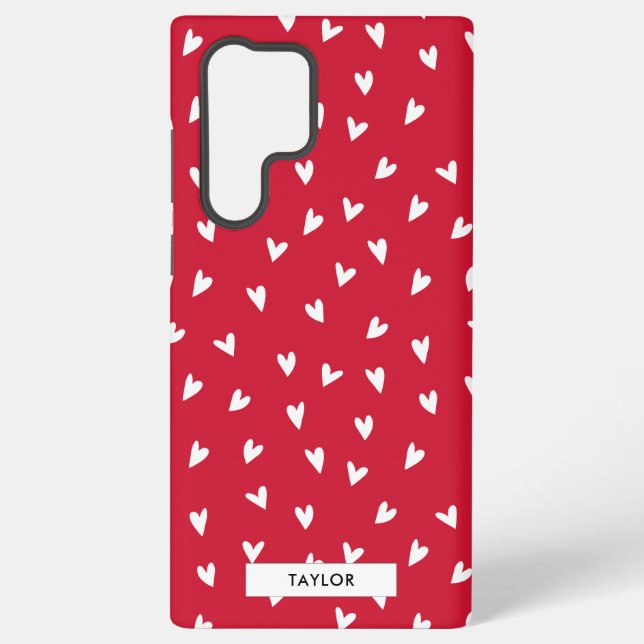 Coque Samsung Galaxy Coeurs romantiques | Nom du monogramme personnalis (Verso)