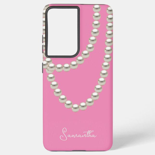 Coque Samsung Galaxy Collier de perle rose élégant (Verso)