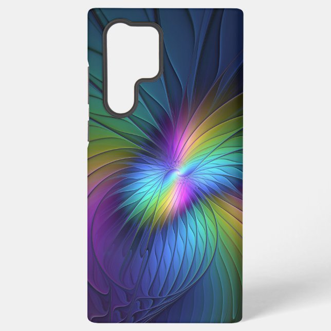 Coque Samsung Galaxy Coloré Avec Bleu Moderne Art Fractal Abstrait (Verso)