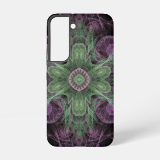Coque Samsung Galaxy Conception Abstraite fractale violet et verte