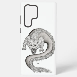 Coque Samsung Galaxy Conception de loup-dragon noir et blanc