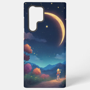 Coque Samsung Galaxy Conception de nuit de lune croissante rêveuse
