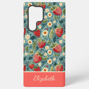Coque Samsung Galaxy Conception mignonne de fraise avec nom personnalis