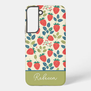 Coque Samsung Galaxy Conception mignonne de fraise avec nom personnalis