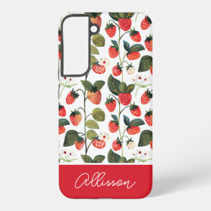 Coque Samsung Galaxy Conception mignonne de fraise avec nom personnalis