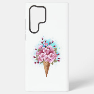 Coque Samsung Galaxy Cône rose Sakura crème glacée gaufre