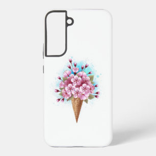 Coque Samsung Galaxy Cône rose Sakura crème glacée gaufre