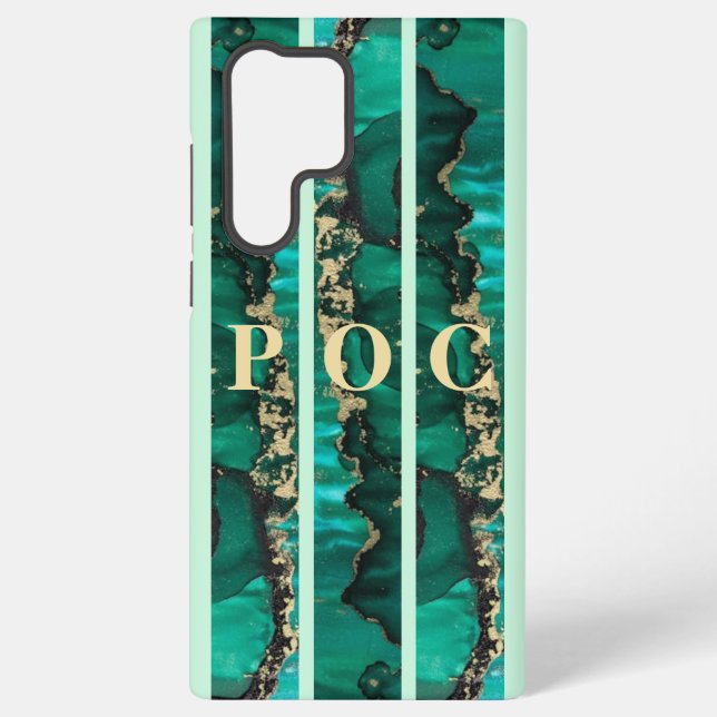 Coque Samsung Galaxy Coque-Mate Abstrait Monogramme Or Vert (Verso)