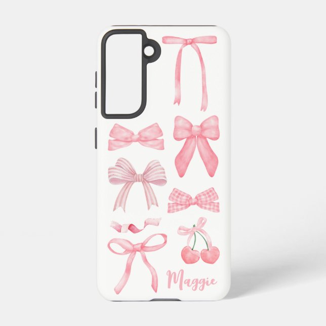 Coque Samsung Galaxy Coquette rose Bow tendance Feminine Girly esthétiq (Verso)
