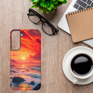 Coque Samsung Galaxy Côte du coucher de soleil ardent personnalisée – F