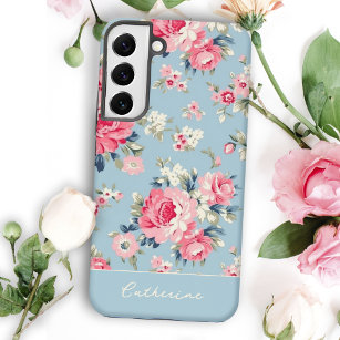 Coque Samsung Galaxy Cottage personnalisé Roses roses sur Arrière - pla