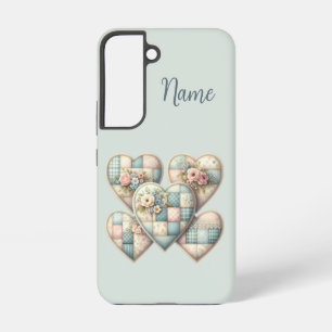Coque Samsung Galaxy Cottagecore Pastel Cœurs Patchwork