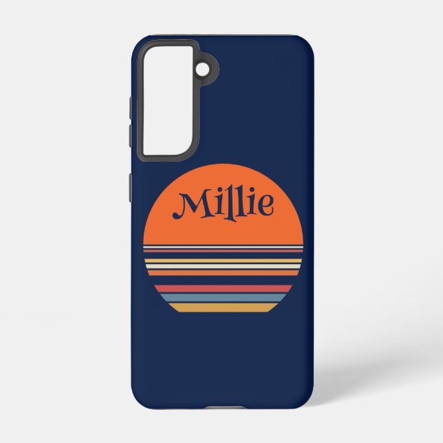 Coque Samsung Galaxy Coucher de soleil rétro rayé personnalisé (Verso)