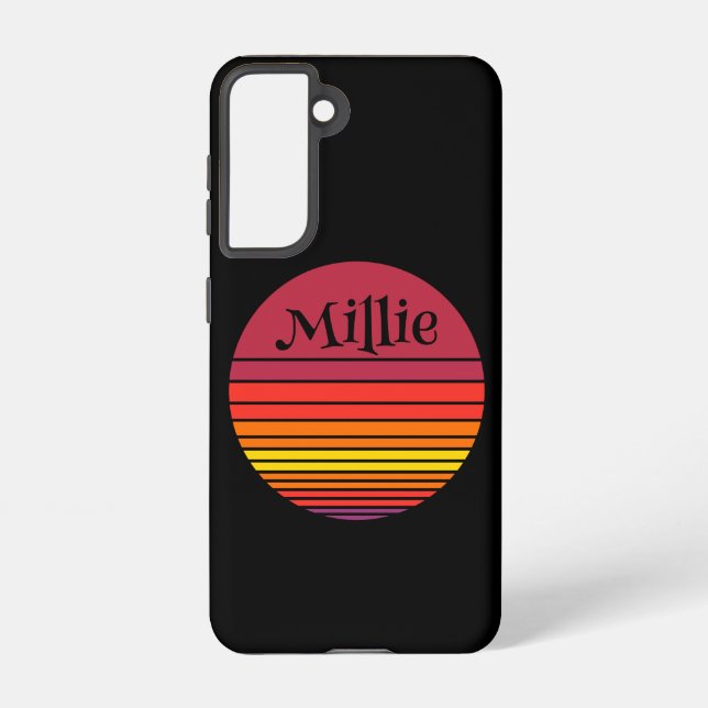 Coque Samsung Galaxy Coucher de soleil rétro rayé personnalisé (Verso)