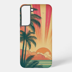 Coque Samsung Galaxy Coucher de soleil rétro/tropical vintage/hawaïen