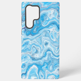 Coque Samsung Galaxy Couleur Bleu Glacé Abstrait Marbre Texturé Liquide