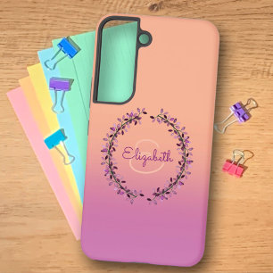 Coque Samsung Galaxy Couronne de monogramme encadré de couleur pourpre