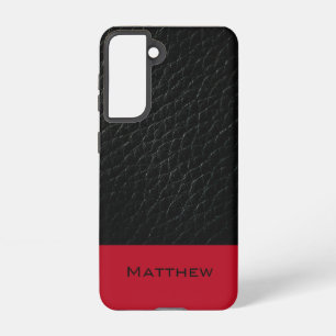 Coque Samsung Galaxy Couverture téléphonique classique en cuir noir ins