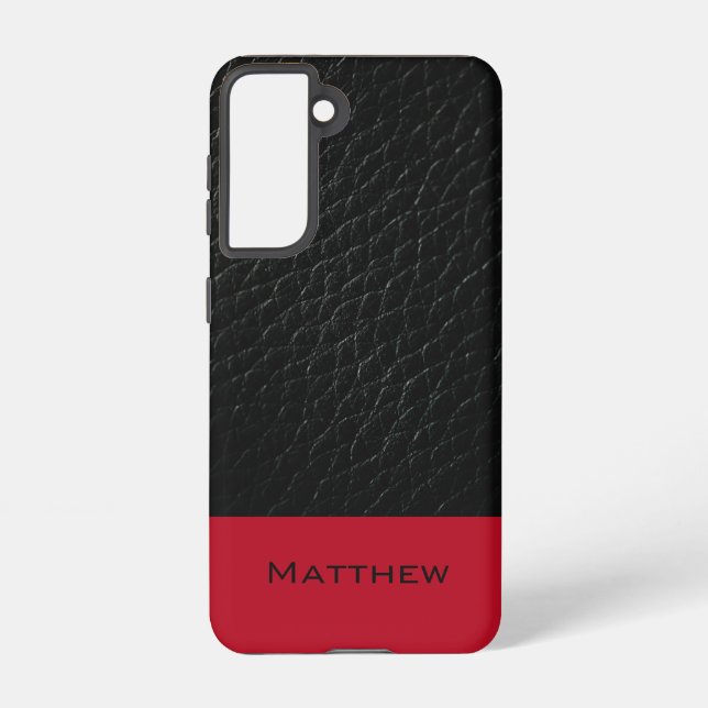 Coque Samsung Galaxy Couverture téléphonique classique en cuir noir ins (Verso)