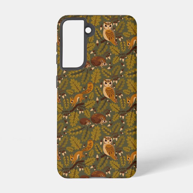 Coque Samsung Galaxy Créatures des bois et Motif Feuille (Verso)