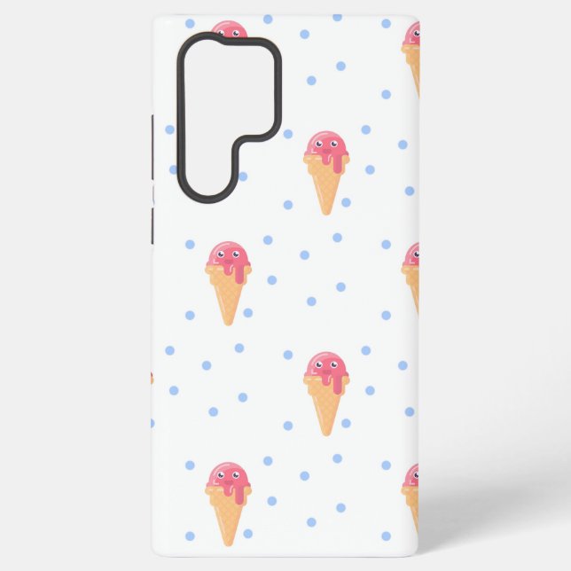 Coque Samsung Galaxy Crème glacée rose Kawaii blanche (Verso)