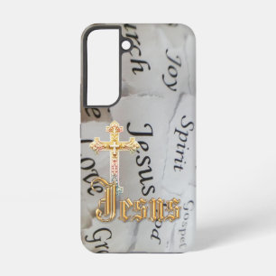 Coque Samsung Galaxy Croix chrétienne pastel monochrome élégante Jésus