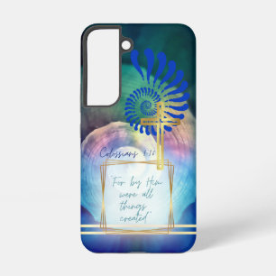 Coque Samsung Galaxy Croix dorée Nautilus Mauve Bleu de mode