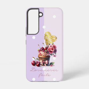 Coque Samsung Galaxy Cupcake Cœur Floral Féminin Religieux Cerise