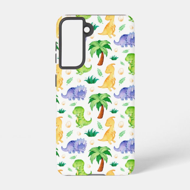 Coque Samsung Galaxy Cute Neon Aquarelle Dinosaur Motif (Verso)