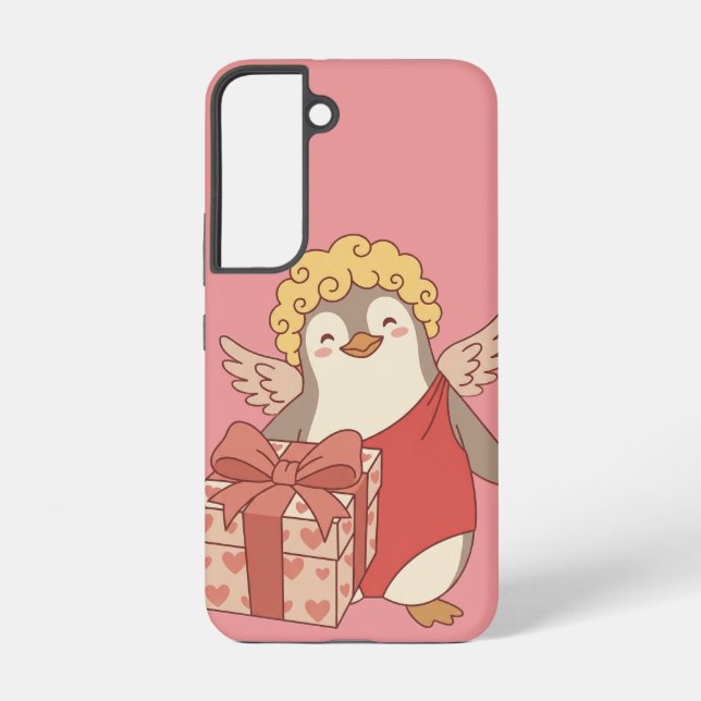 Coque Samsung Galaxy Cute Penguin Cupid Galentine Phone Case - Samsung (Verso)