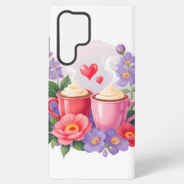 Coque Samsung Galaxy Cute Valentine Cocoa Mugs with Flowers & Hearts