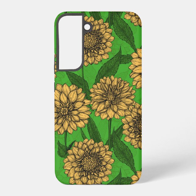 Coque Samsung Galaxy Dahlias en jaune et vert (Verso)
