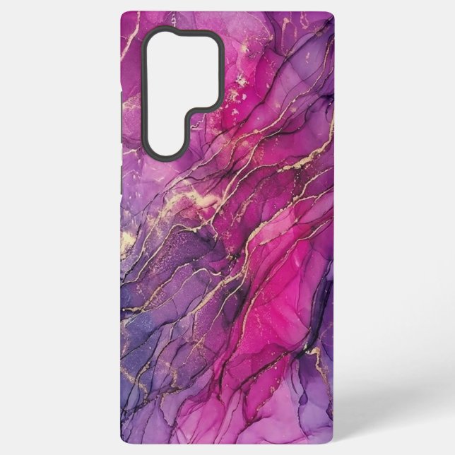 Coque Samsung Galaxy Deep Magenta & Gold Alcohol Ink Samsung Case (Verso)